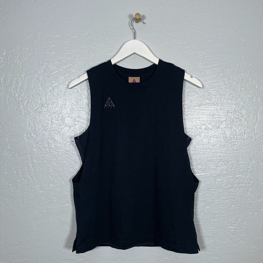 Nike ACG Women M Black NRG Layered Training Tank Top Shirt Athleisure Workout